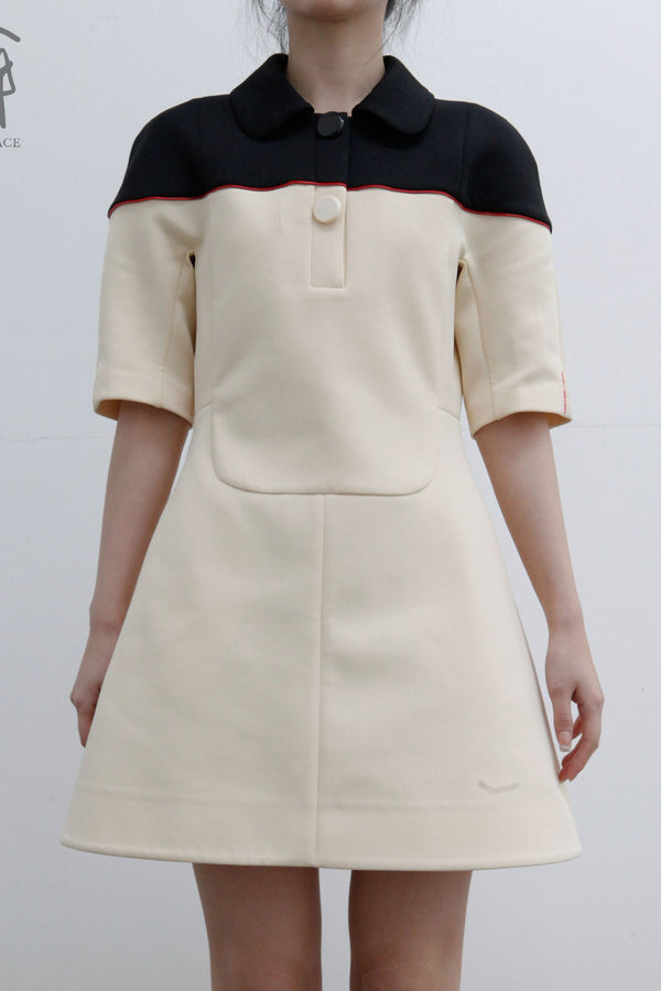 shushutong Patchwork A-Type Dress SS22DR08 Black